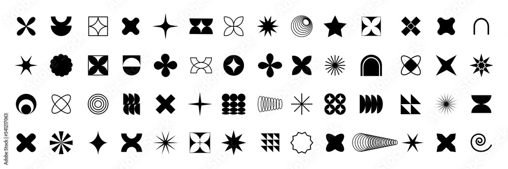 Set of geometric brutalism shapes.Abstract geometric brutalist elements. New modern elements swiss style, minimalist design,bold forms. Vector illustration