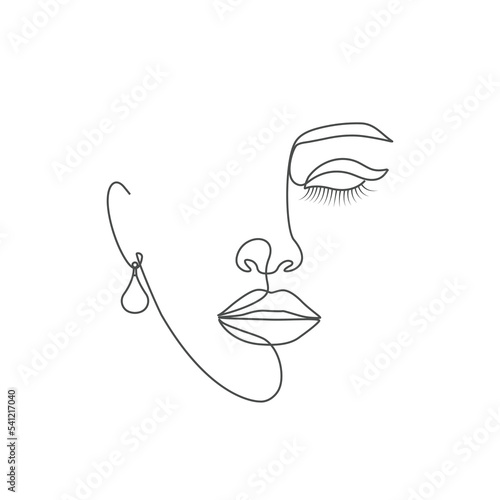 Beauty Eye Lash Female Face One Line Art Drawing Illustration