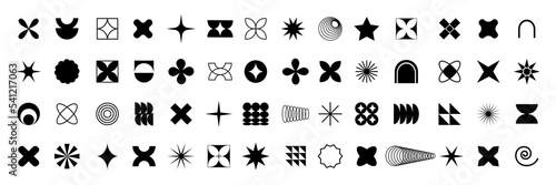 Set of geometric brutalism shapes.Abstract geometric brutalist elements. New modern elements swiss style, minimalist design,bold forms. Vector illustration
