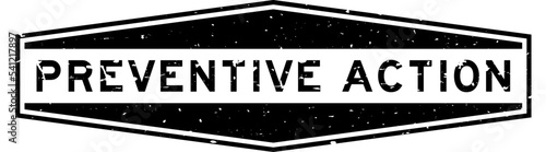 Grunge black preventive action word hexagon rubber seal stamp on white background