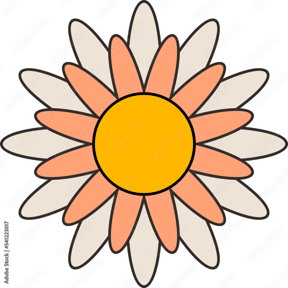 Retro Flower Smiling Face Groovy Style Retro Flower Smiling Face Groovy Style