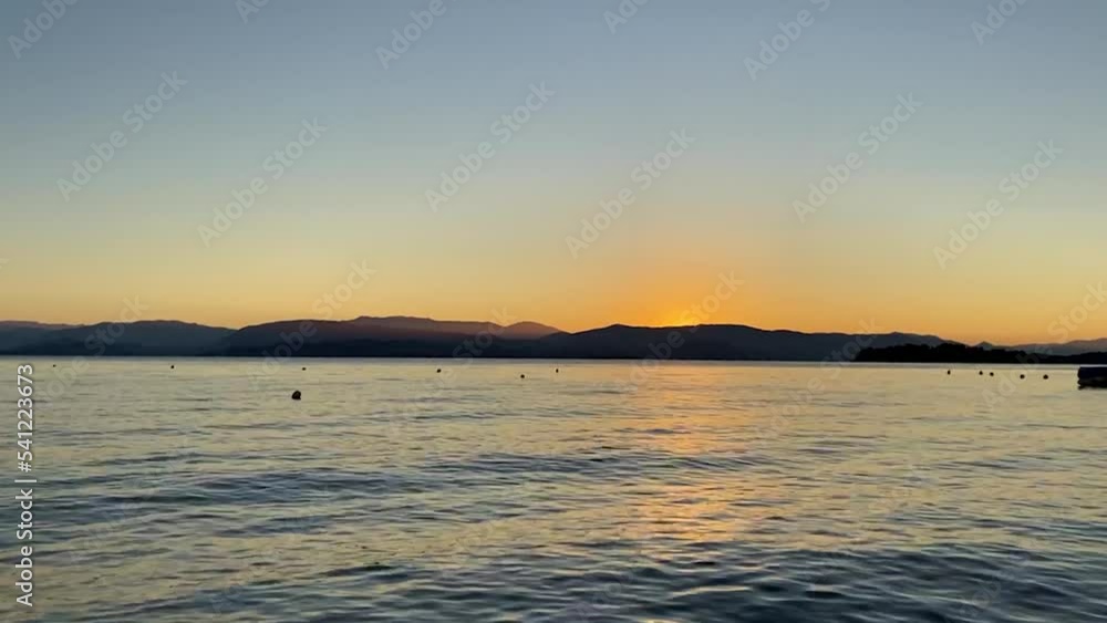 sunrise over the sea, time-lapse, Corfu Island, Greece sunrise over the sea, time-lapse, Corfu Island, Greece