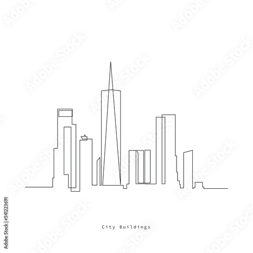City buildings continue line art drawing illustration 
