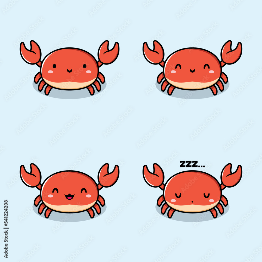 vector illustration of kawaii crab emoji Stock Vector Adobe Stock