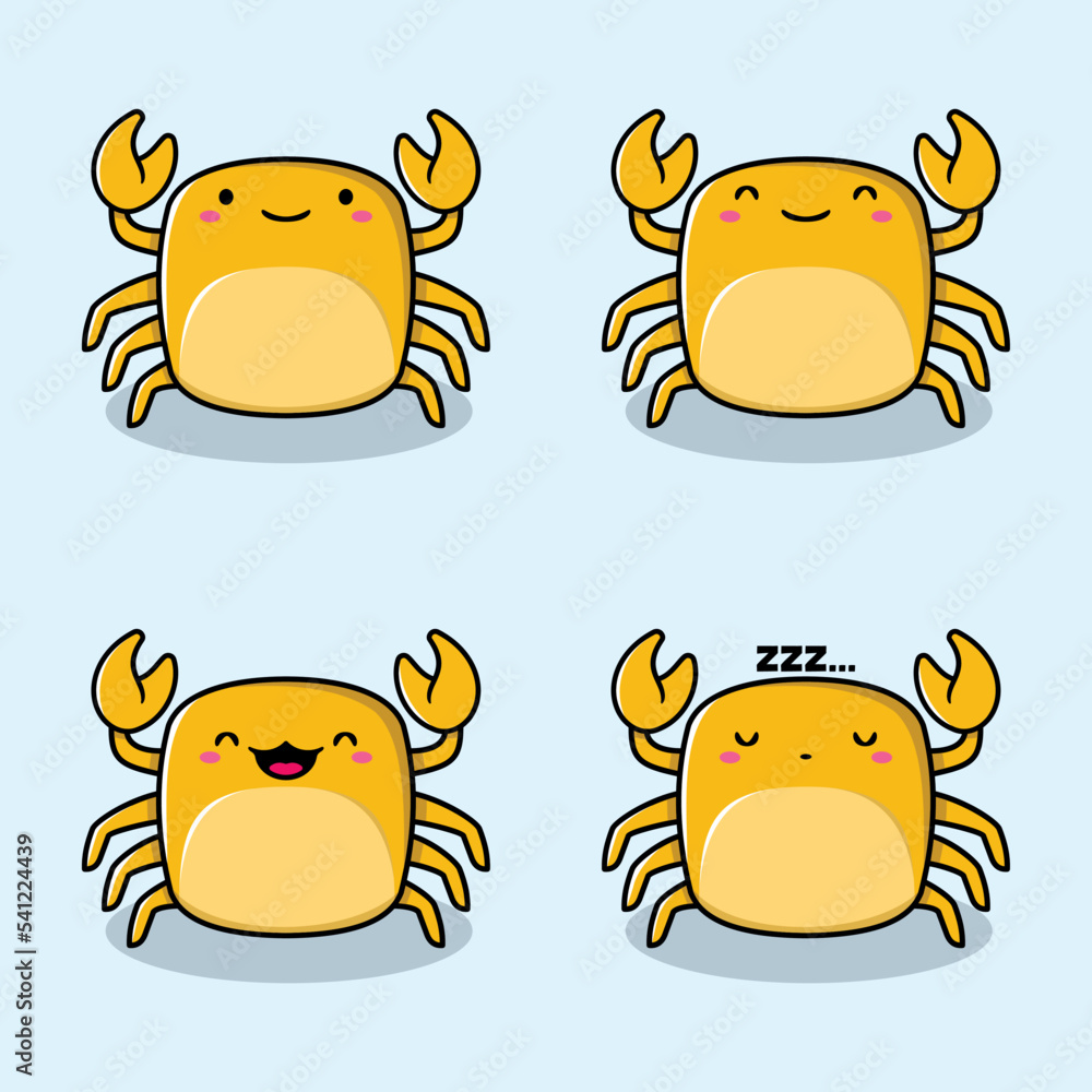 vector illustration of kawaii crab emoji Stock Vector Adobe Stock