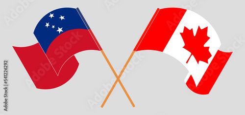 Crossed and waving flags of Samoa and Canada