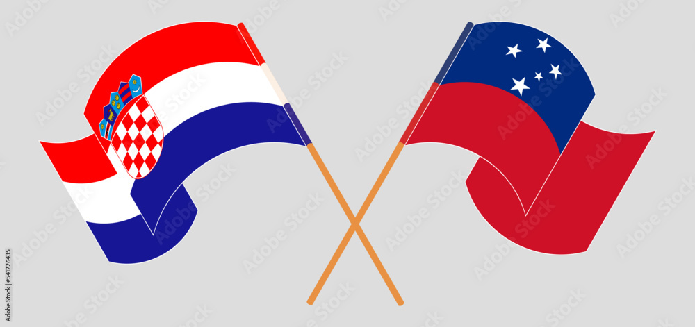Crossed and waving flags of Croatia and Samoa Crossed and waving flags of Croatia and Samoa