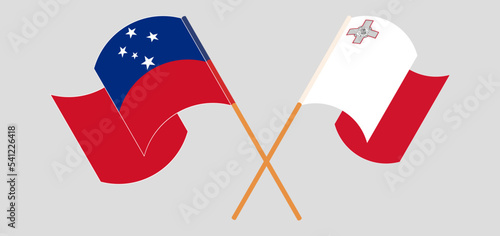 Crossed and waving flags of Samoa and Malta
