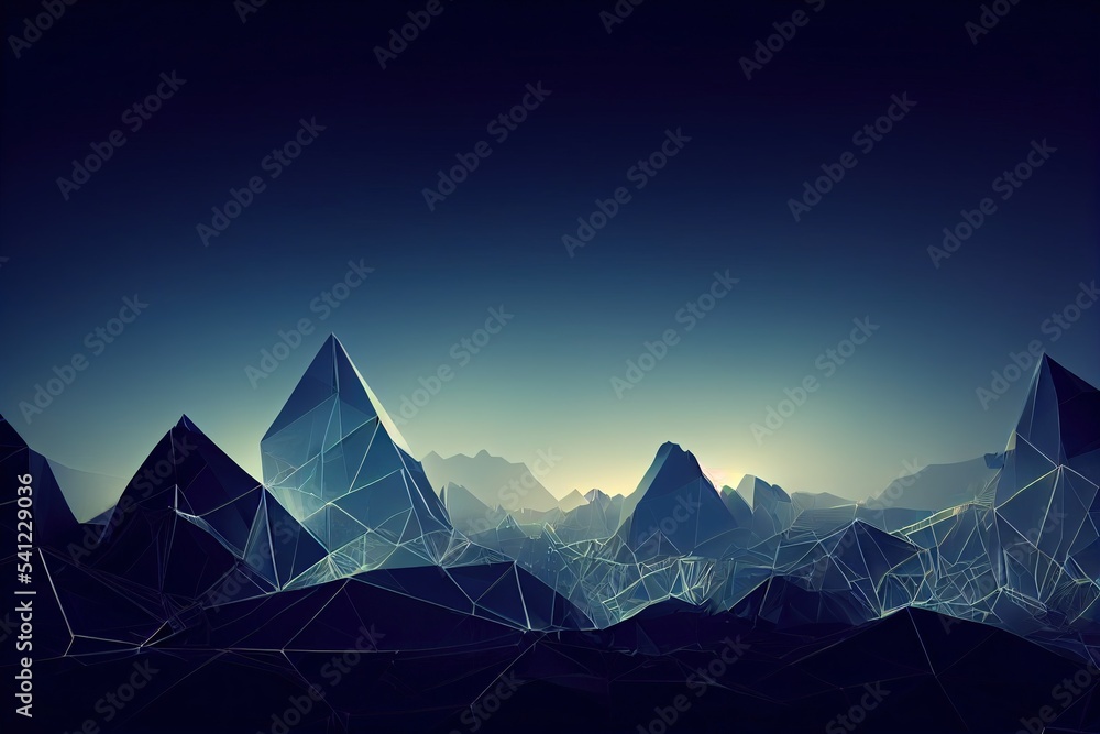 Abstract  landscape background with wireframe elements. Cyberspace grid. 3d technology wireframe
