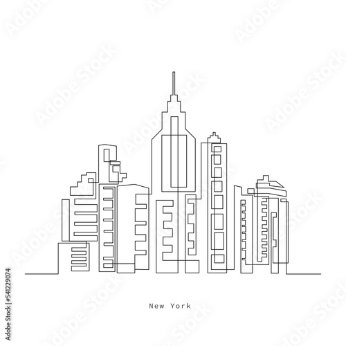 Continues linear city buildings one line art drawing illustration © Jayd