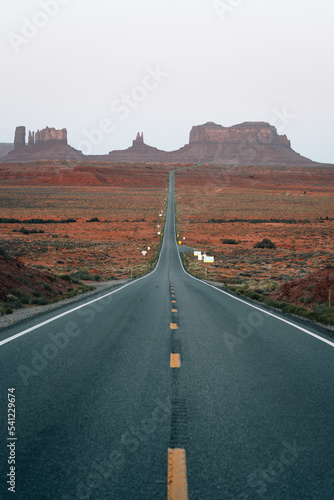 Road to Monument valley at Sunrise