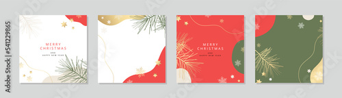 Winter holidays square template. Minimal backgrounds. Christmas frame for social media post. Vector illustration for greeting card, poster, mobile apps, banner and online advertisingnt photo