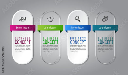 business infographic 3 d, square style, Glass design, can be used for workflow layout, diagram, annual report, web design.Creative banner, label vector, Business Plan.