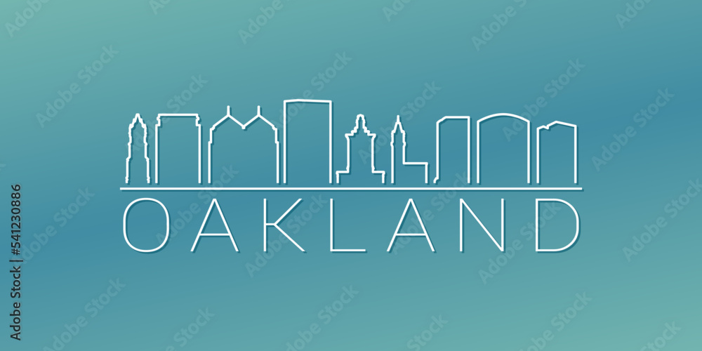 Oakland, CA, USA Skyline Linear Design. Flat City Illustration Minimal Clip Art. Background Gradient Travel Vector Icon.