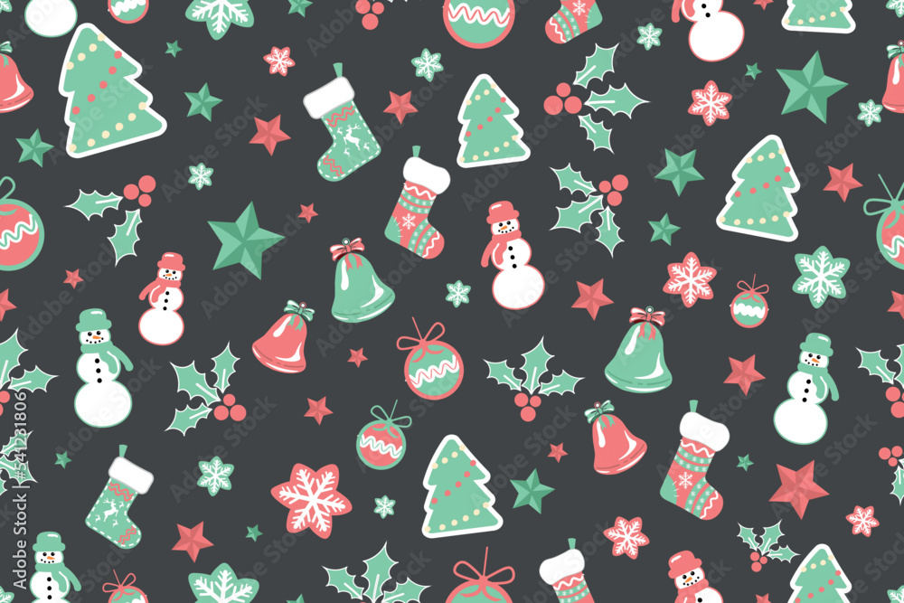 New Year 2023 and Christmas Creative Decorations Vector Seamless Pattern Stunning Christmas Elements Texture Wallpaper in Pastel Colors Gift wrapping paper Banner Poster Layout or card template design New Year 2023 and Christmas Creative Decorations Vector Seamless Pattern Stunning Christmas Elements Texture Wallpaper in Pastel Colors Gift wrapping paper Banner Poster Layout or card template design