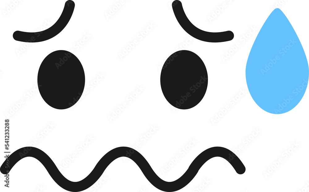 Cartoon doodle of facial expression emoticon, Fearful face. Cartoon doodle of facial expression emoticon, Fearful face.