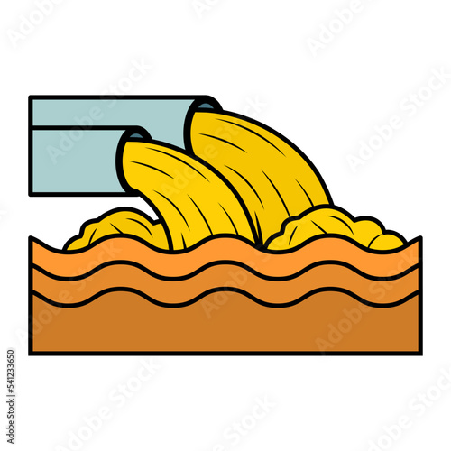 Two Sewer Pipe Pour Out Concept, wastewater drainage vector icon design, Water Treatment and Purification Plant symbol, Sterilization and Filtration Industry Sign,Desalination Biotechnology stock illu