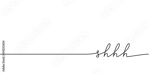 Shhh word - continuous one line with word. Minimalistic drawing of phrase illustration.