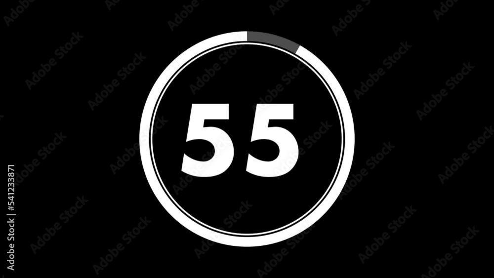 Black and white sixty seconds (1 minute) countdown with a circle reveal. Circular Countdown Clock, 60 Seconds With Numbers And Circles Marking Time
Black and white sixty seconds (1 minute) countdown with a circle reveal. Circular Countdown Clock, 60 Seconds With Numbers And Circles Marking Time