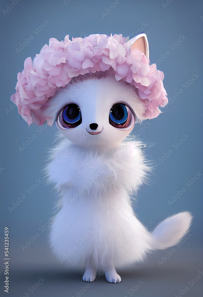 Obraz premium white little fox
