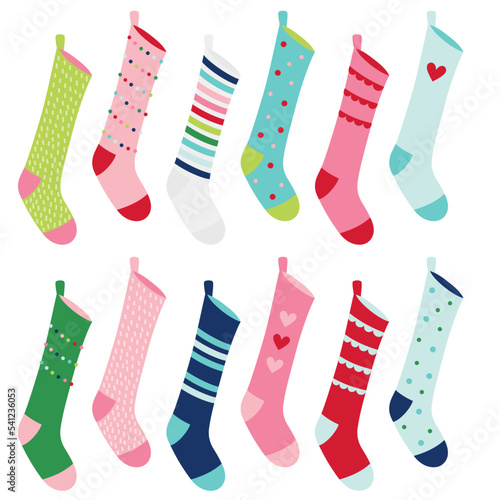 Christmas stocking socks isolated on white