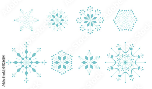 set of snowflakes on white