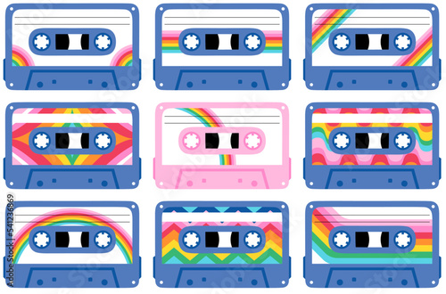 Retro rainbow cassette tapes