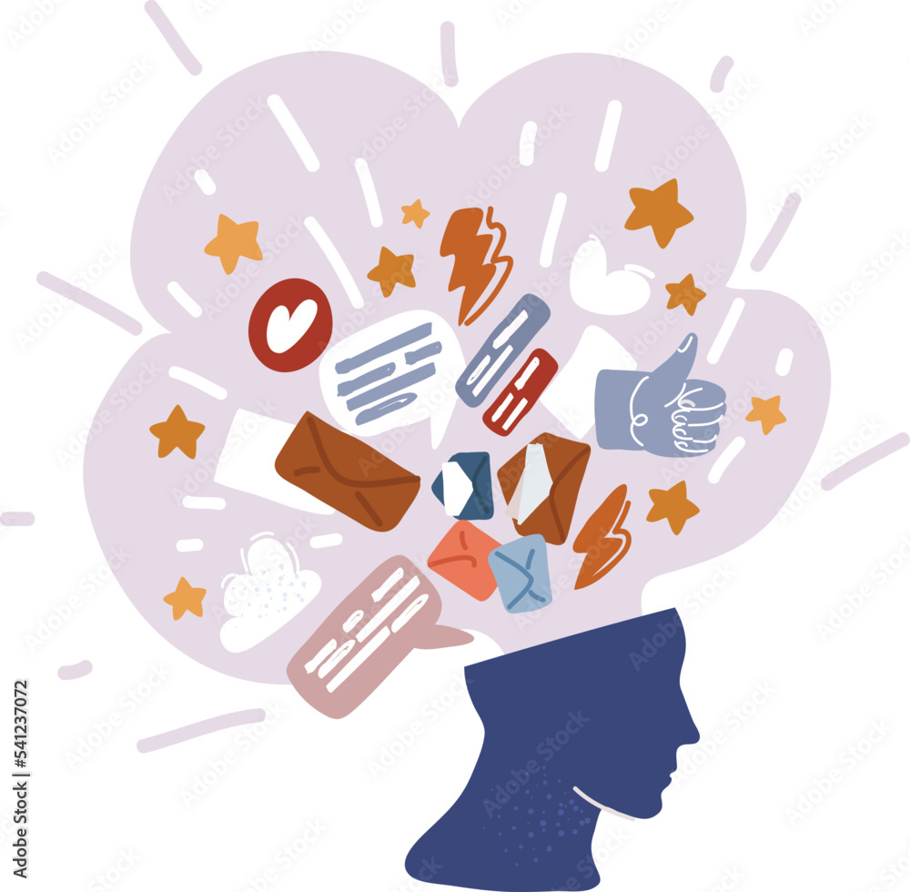 Man and woman head silhouettes with gears and flowers inside. Vector illustration in paper art style. Man and woman head silhouettes with gears and flowers inside. Vector illustration in paper art style.