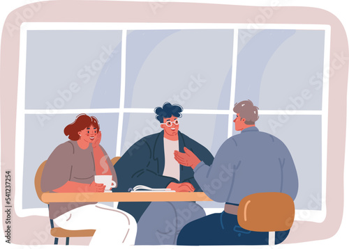 Family meeting real-estate agent for house investment