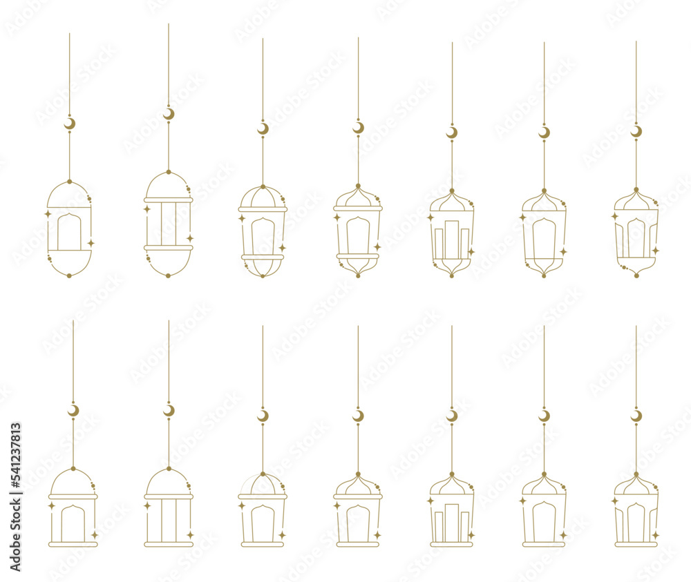 Ramadan traditional lantern. Islamic hanging lantern. Outline of religious lamp. Ramadan traditional lantern. Islamic hanging lantern. Outline of religious lamp.