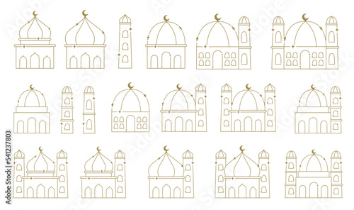 Mosque outline vector design. Line art vector illustration. Mosque minimalist design.