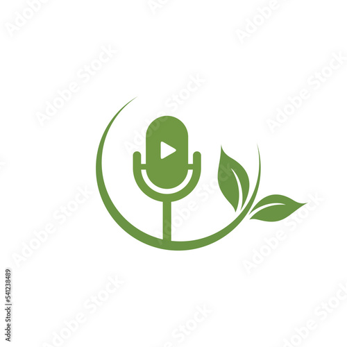 Green nature environment podcast logo design