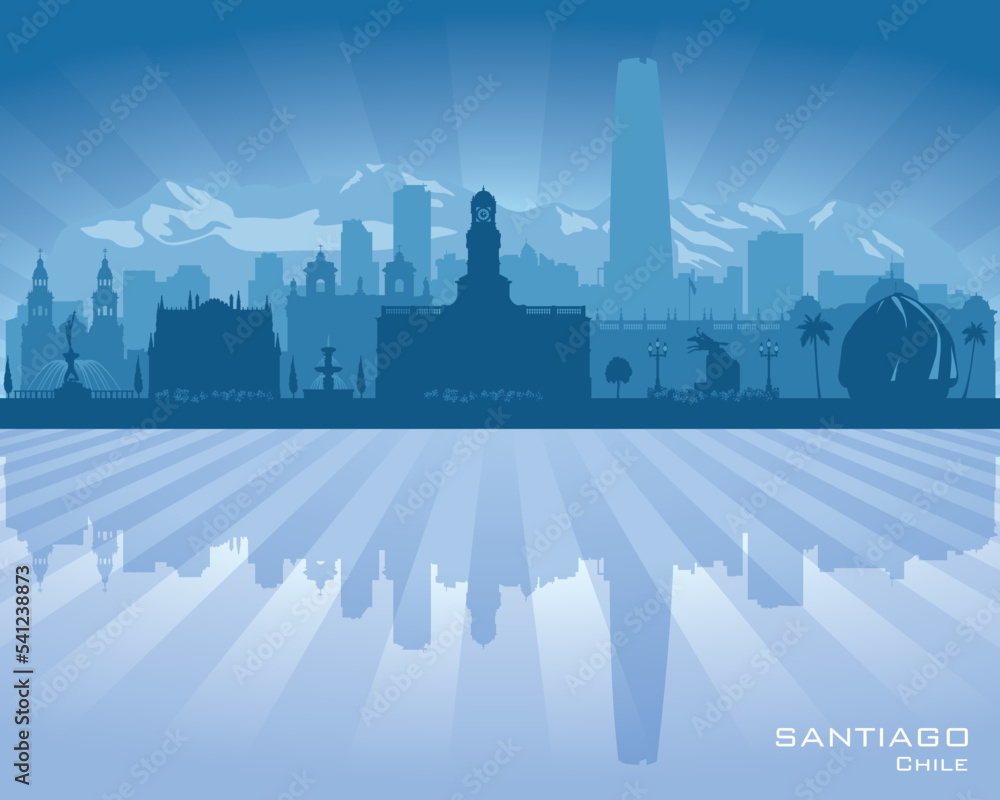 Santiago Chile city skyline vector silhouette Santiago Chile city skyline vector silhouette
