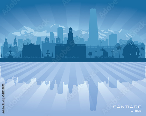 Santiago Chile city skyline vector silhouette