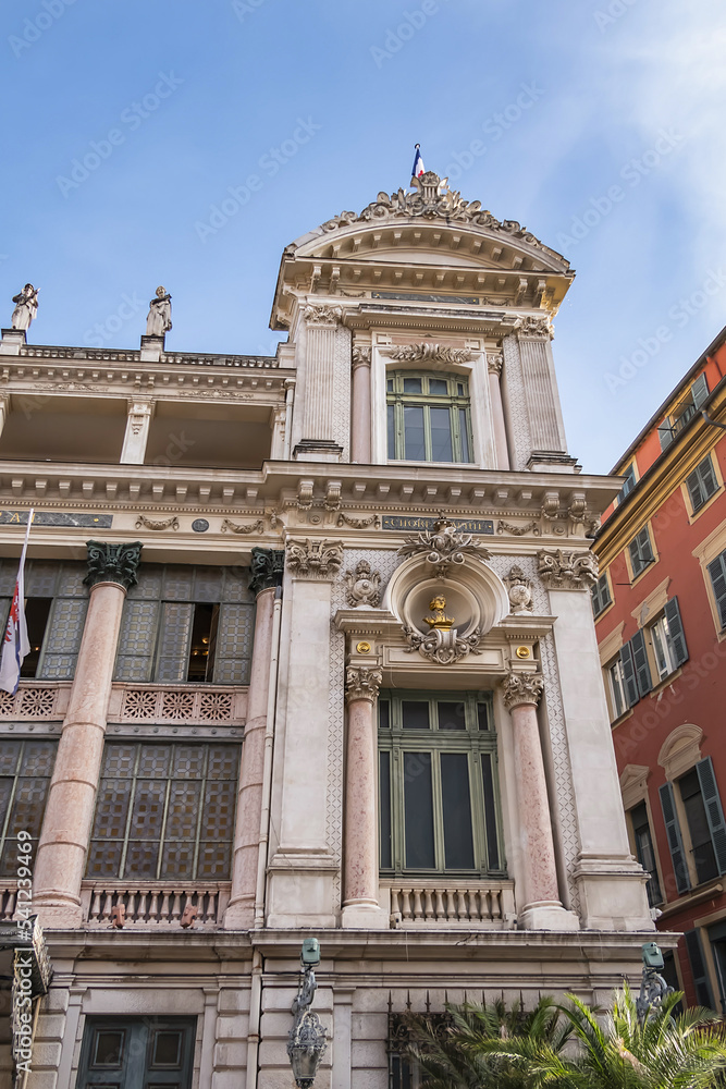 Fototapeta premium Opera de Nice (Nice Opera House). The current opera house was built in 1882 and inaugurated under the name of Municipal Theater. Nice, French Riviera, France.