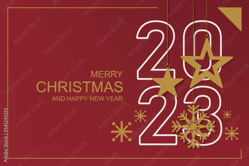 Obraz premium merry christmas and happy new year greeting card vector design