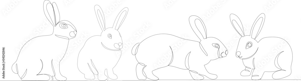 Fototapeta premium rabbits, hares sketch ,outline isolated vector