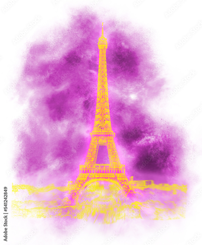 Eiffel Tower Paris dream watercolor painting effects Art historical Paris monument beautiful France 
