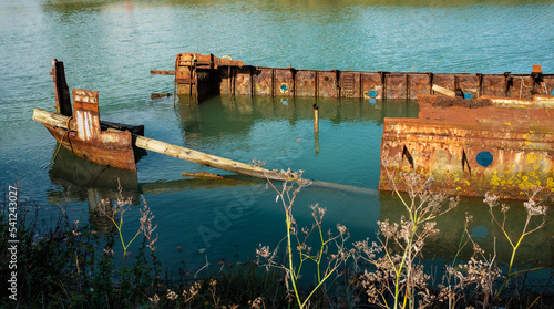 Remains of a sunken barge on the River Ouse at Newhaven. photo