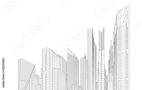 Modern city architecture 3d illustration