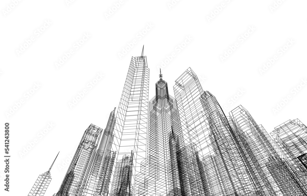 Modern city architecture 3d illustration Modern city architecture 3d illustration