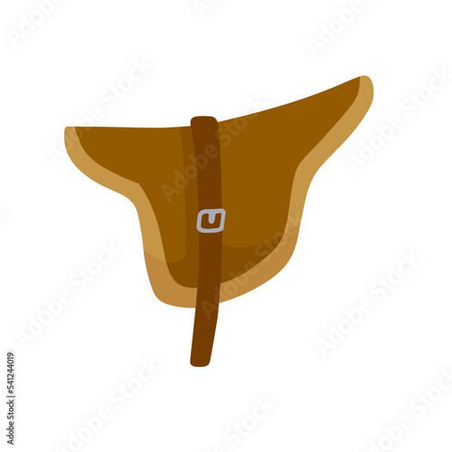 Horse saddle. riding seat. Old leather accessory for animal.