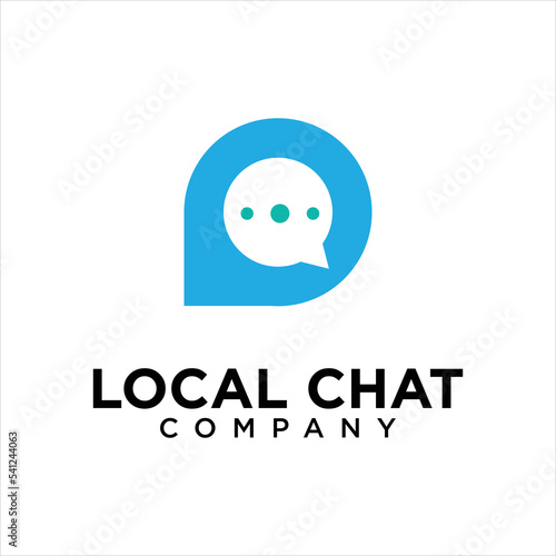 P Letter With Local Chat Logo Design Template