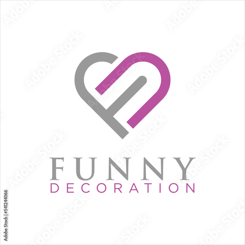FD Letter With Love Logo Design Template