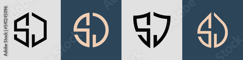 Creative simple Initial Letters SJ Logo Designs Bundle.