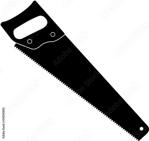 Vector image (silhouette, icon) of a hand tool - a hand saw for wood