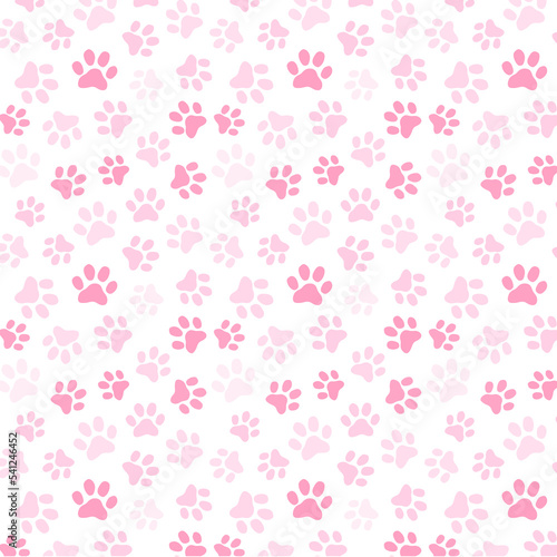 Light Pink Paw Print Seamless Pattern