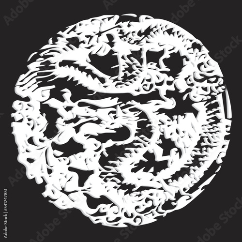 Black Background Chinese Dragon Vector Illustration