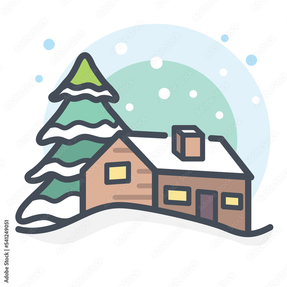 house, snow, Christmas Tree, snow, Decoration, winter, Christmas, home, xmas, icon, holiday, illustration, snowflake