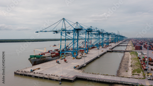 Photography Klang, Malaysia - October 09, 2022: Cranes at the port Klang near Kuala Lumpur